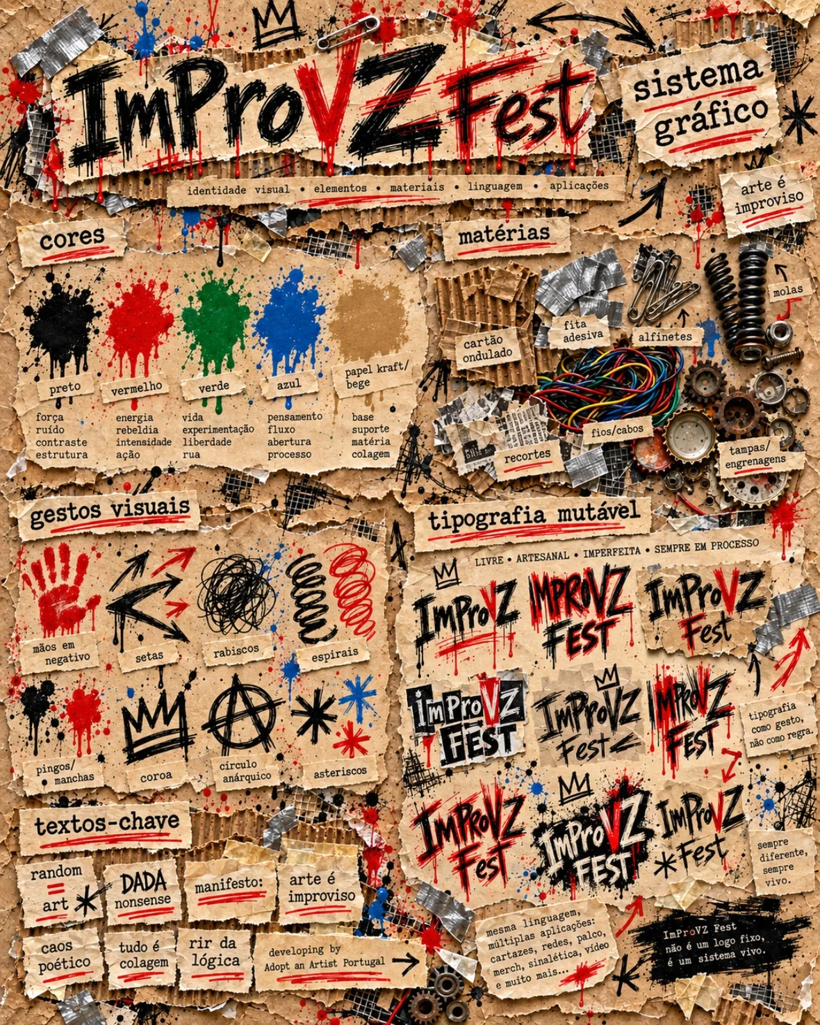 Estudo visual de recortes, metal, arquivo e lettering ImProVZ